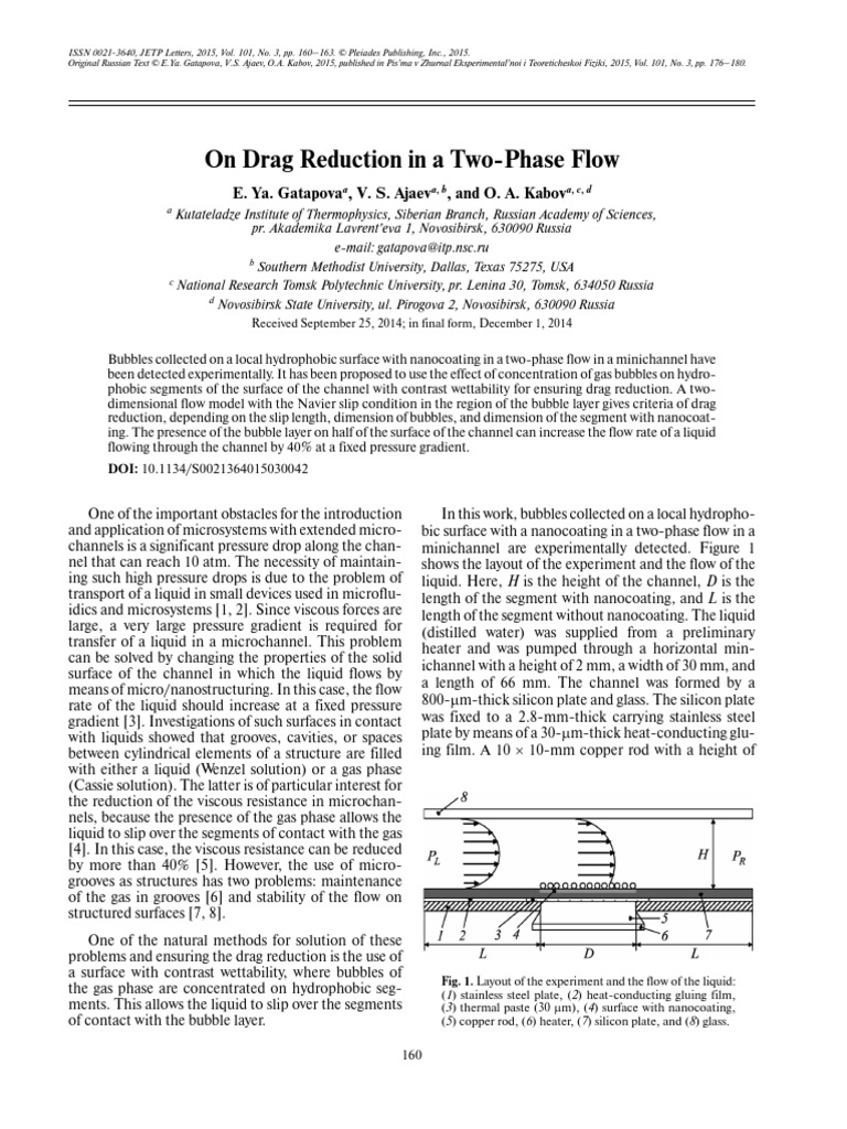 4.on Drag Reduction in A Two-Phase Flow | PDF | Fluid Dynamics | Liquids