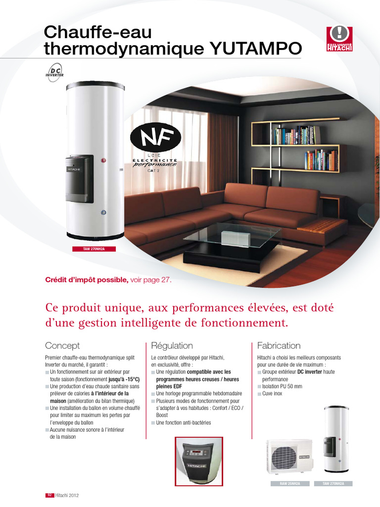16.HITACHIEauChaudeSanitaireThermodynamiqueChauffeeauYutampo PDF — free download