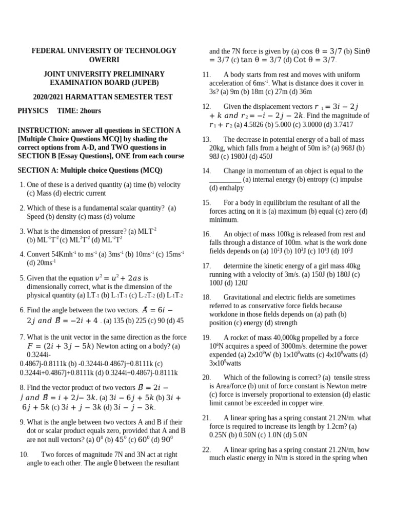 Futo test physics 2021 pdf force waves