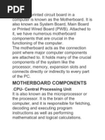 The Major Motherboard Components and Their Functions