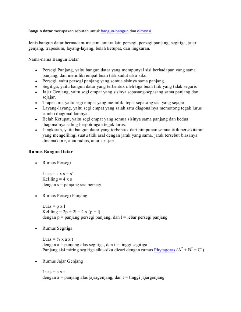 Bangun Datar Merupakan Sebutan Untuk Bangun