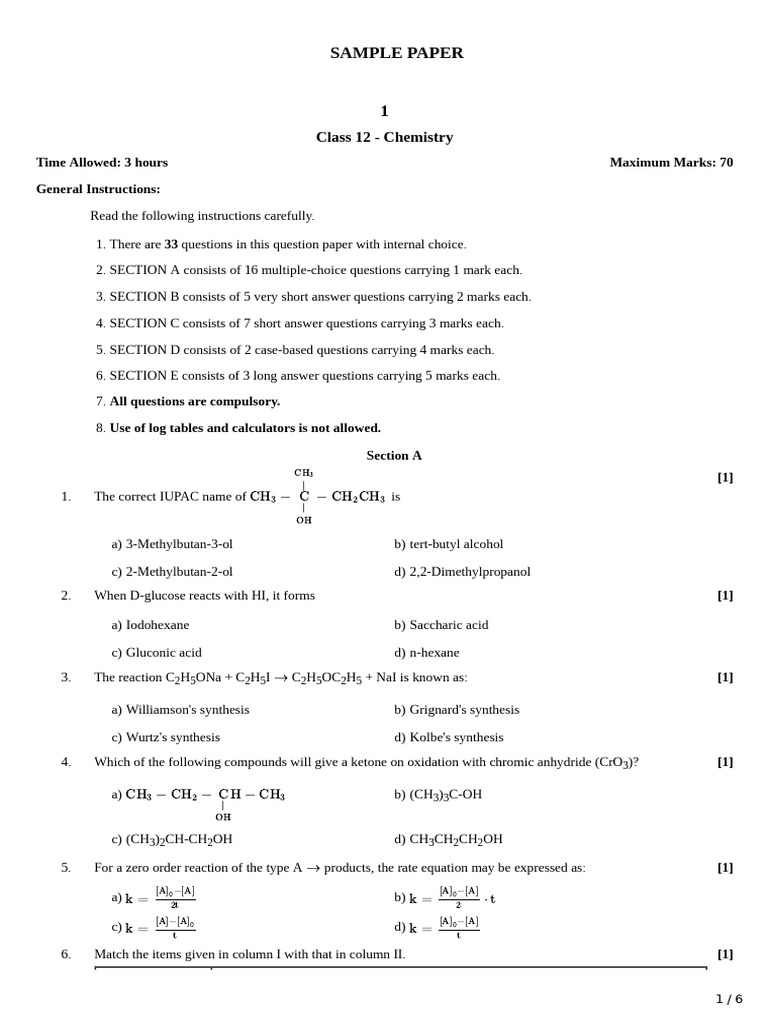 12 Th Chemistry 1 Pdf Glucose Organic Chemistry