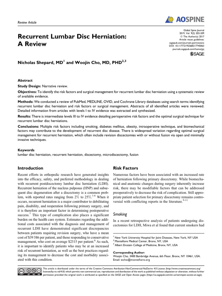 recurrent-lumbar-disc-herniation-a-review-pdf-back-pain-medical