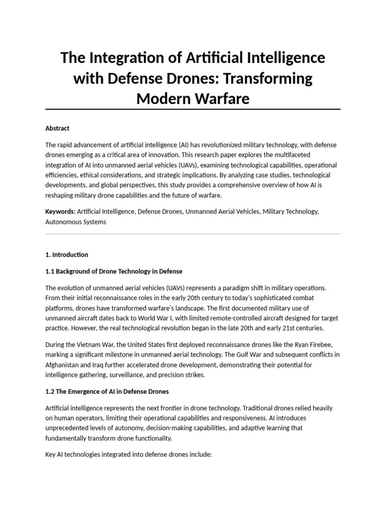AI Integration in Defense Drones | PDF | Unmanned Aerial Vehicle ...