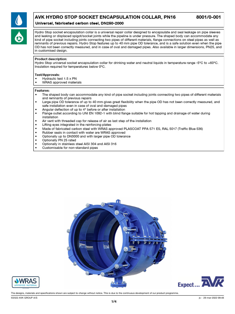 Hydro Stop Socket Encapsulation Collar | PDF | Pipe (Fluid Conveyance ...