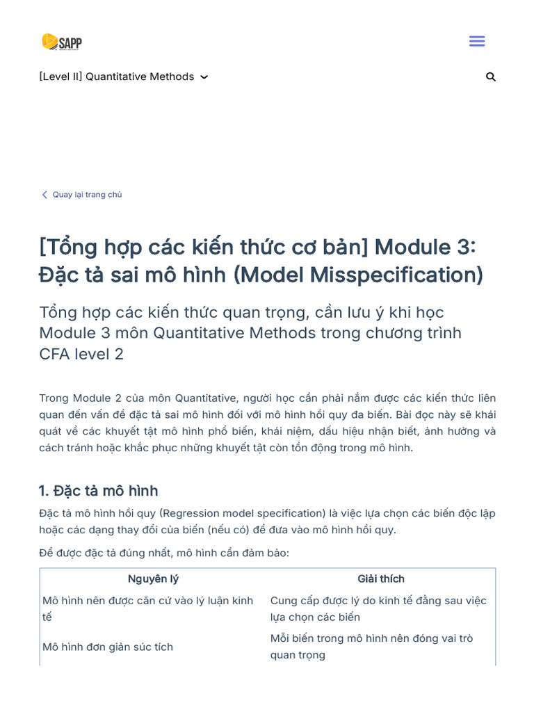 Module 3 - Đặc tả sai mô hình (Model Misspecification) | PDF