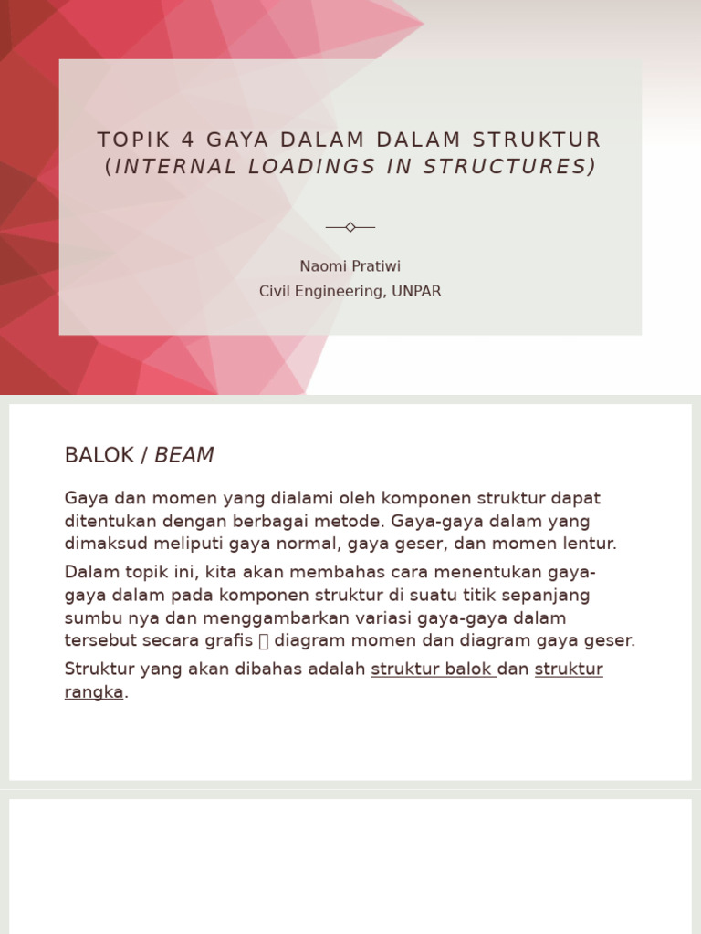Gaya Dalam pada Balok dan Rangka Struktur | PDF