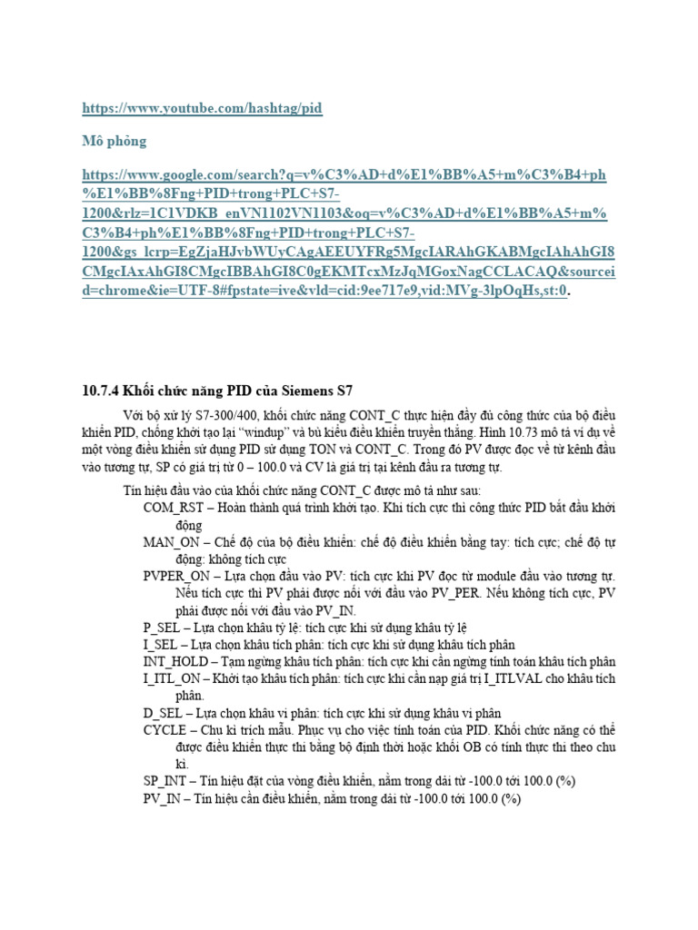 lập trình PID trong PLC | PDF