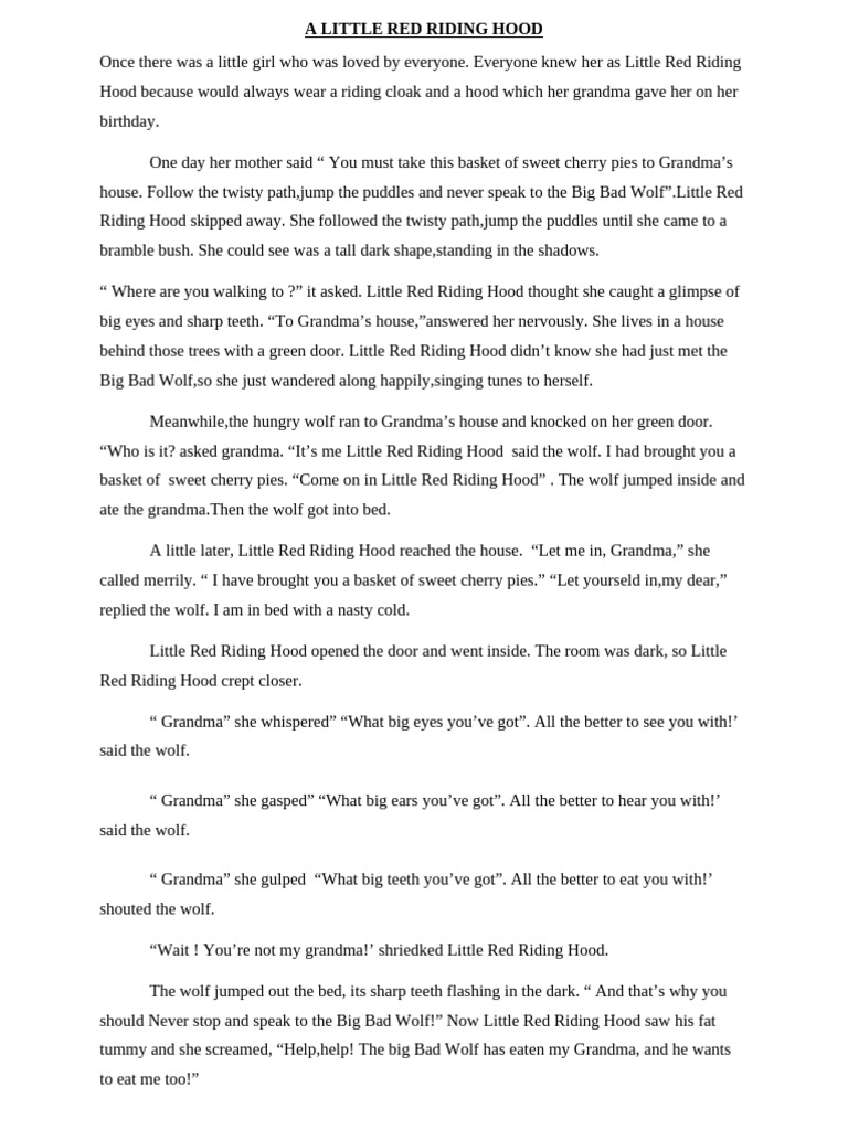 A Little Red Riding Hood | PDF | Little Red Riding Hood