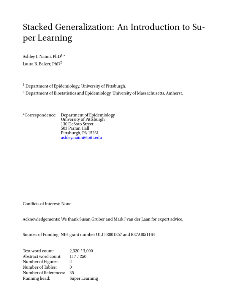 Stacked generalization an introduction to super le pdf regression