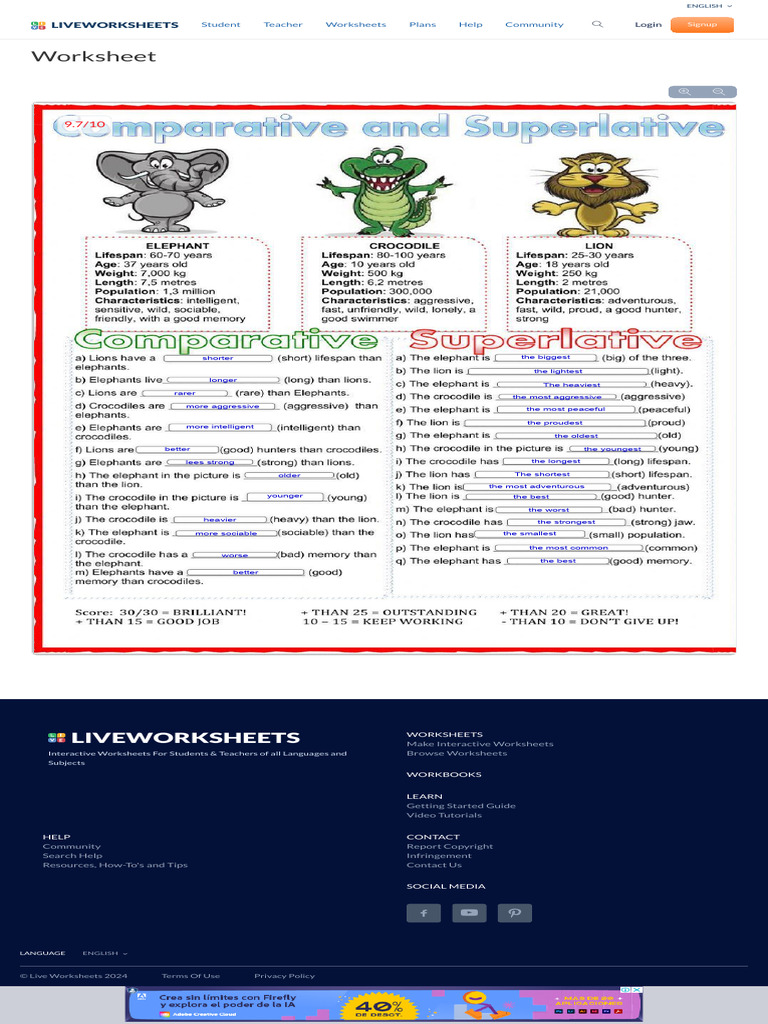 Worksheet Live Worksheets | PDF