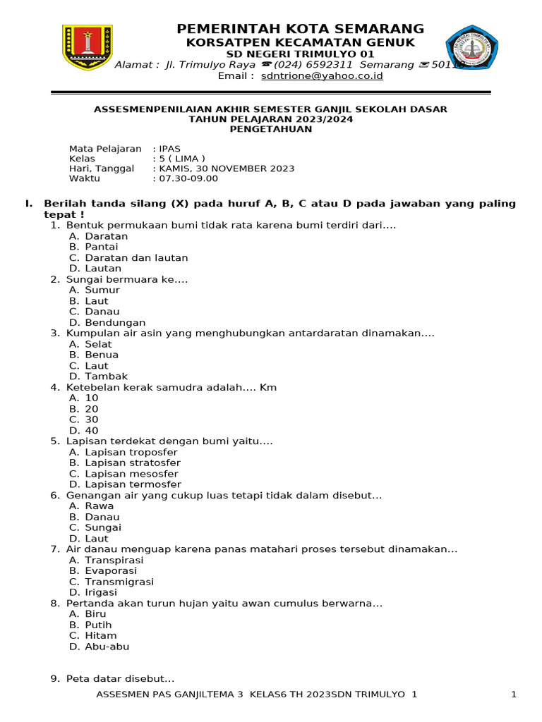 Pas Kelas 5 Ipas Semester 1 Print | PDF