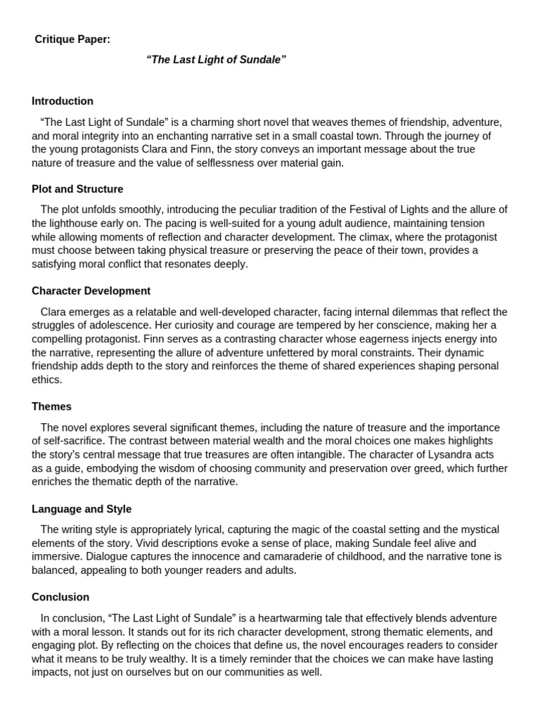 Critique Paper Pdf Friendship Narrative