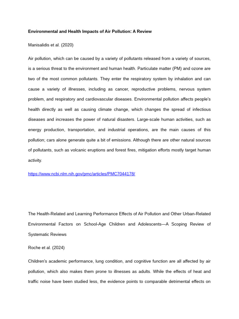 Air Pollution's Health and Environmental Effects | PDF | Air Pollution ...
