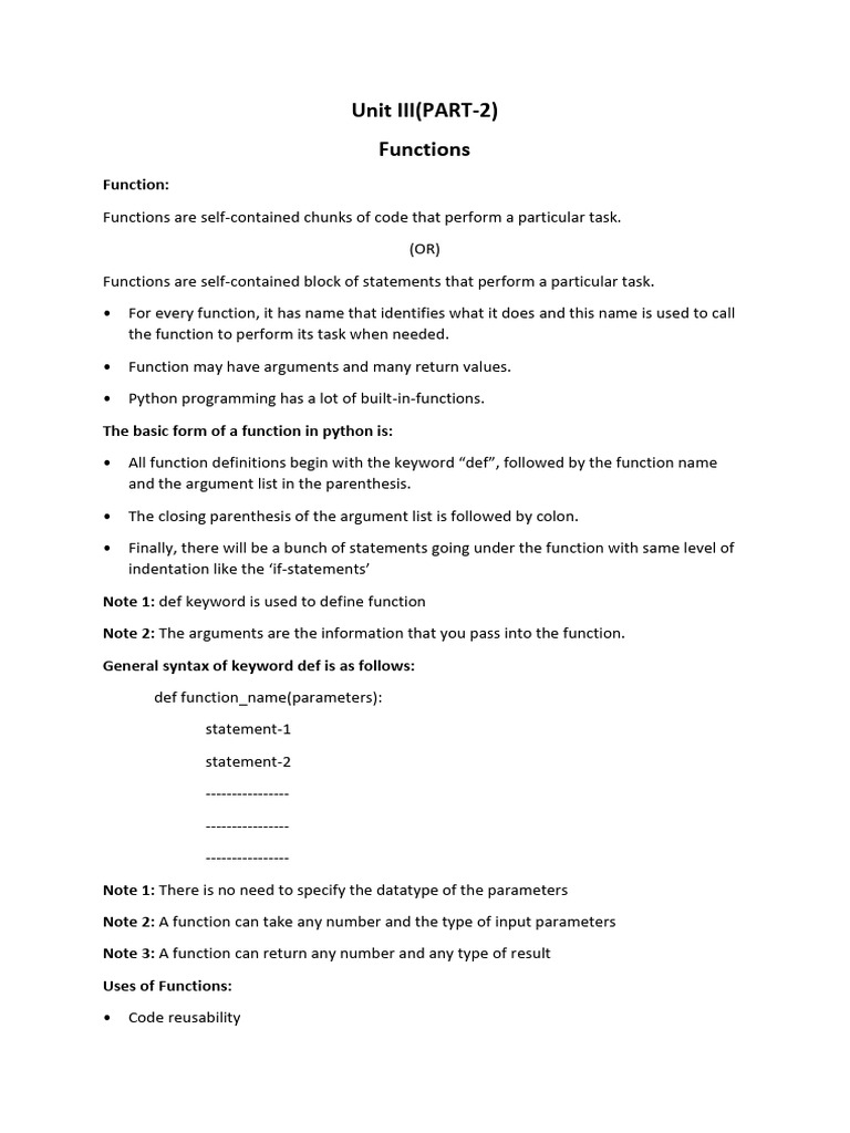 Python Functions: Definition & Usage | PDF | Parameter (Computer ...