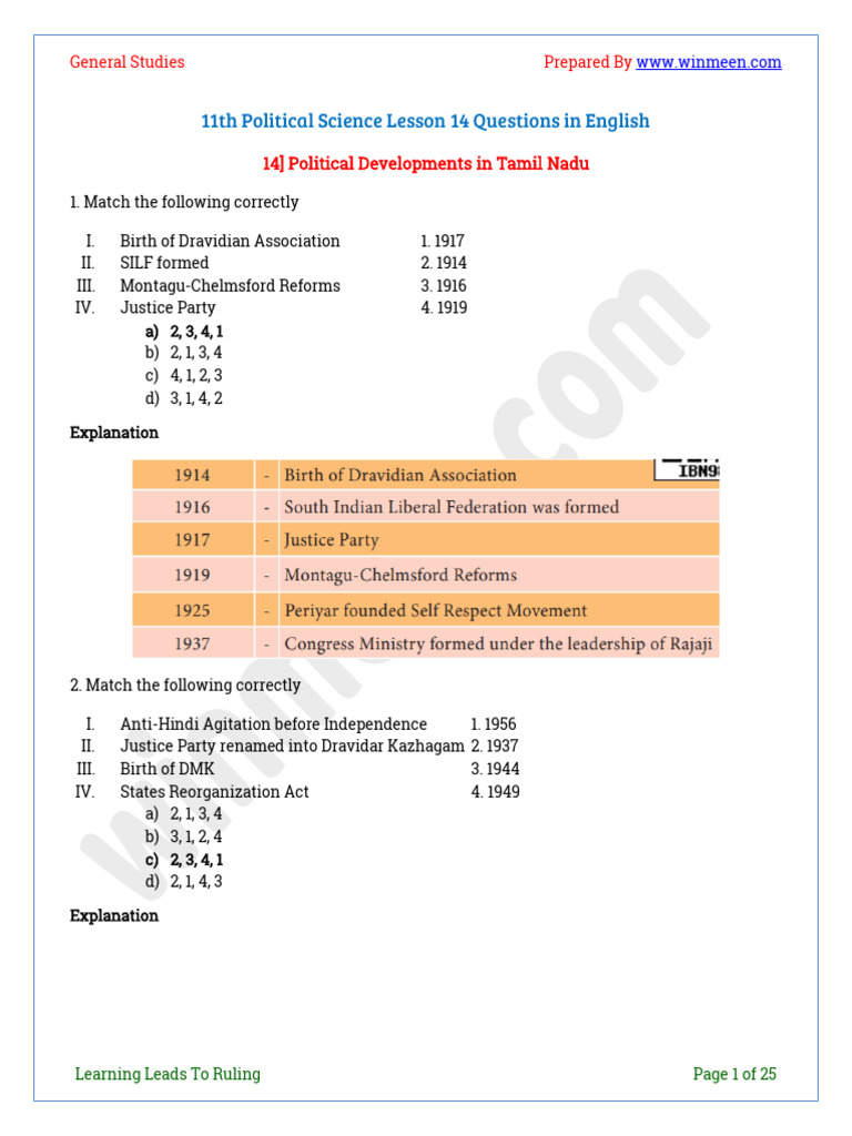 Political Science: Tamil Nadu Developments | PDF | Tamil Nadu | Tamils