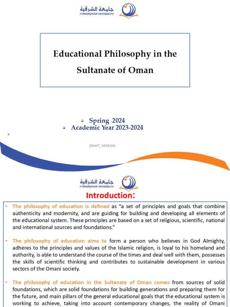 Oman's Educational Philosophy Overview | PDF | Philosophy Of Education ...