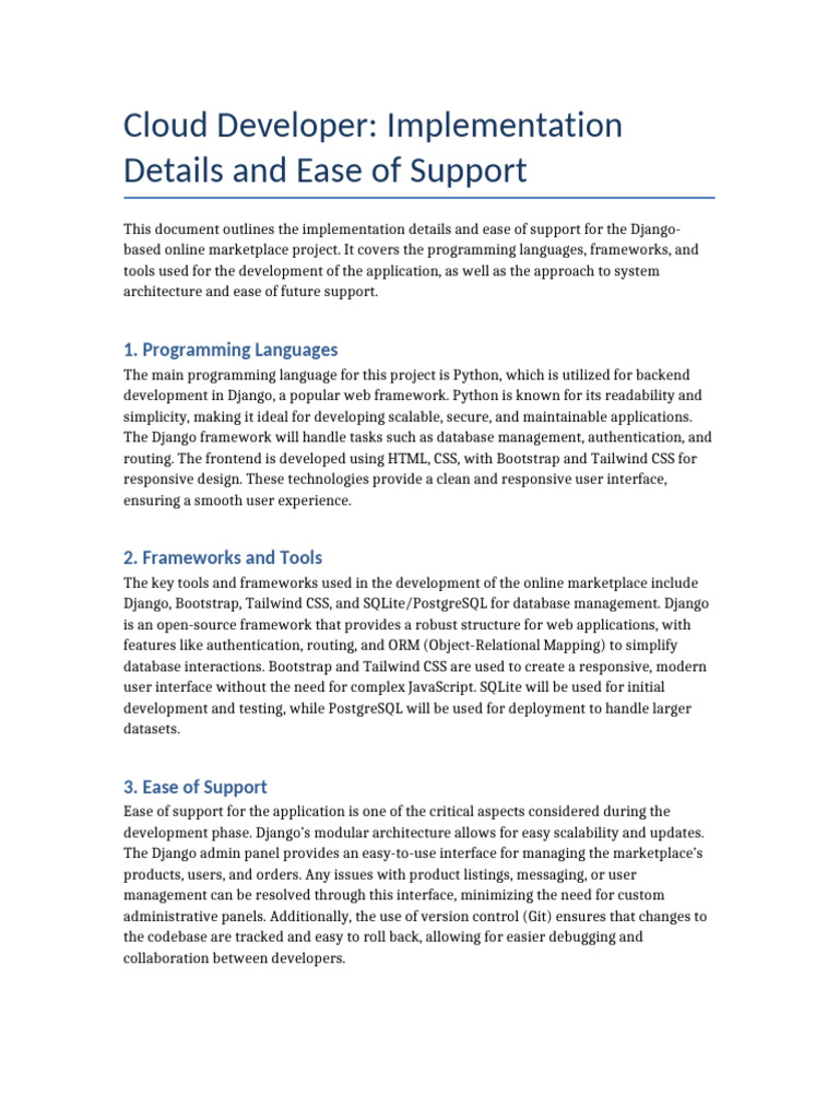 Cloud Developer Implementation Report | PDF | Bootstrap (Front End ...