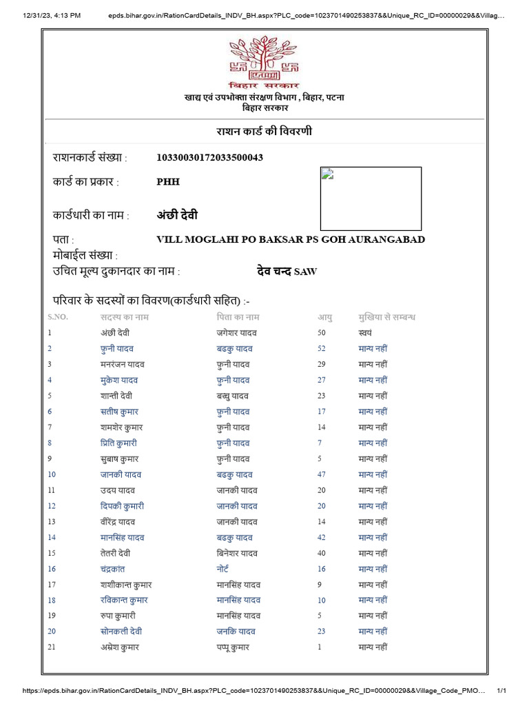 Ration Card | PDF