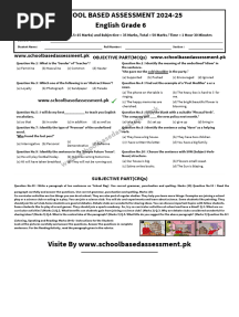 School Based Assessment 2024 25 English Grade 6