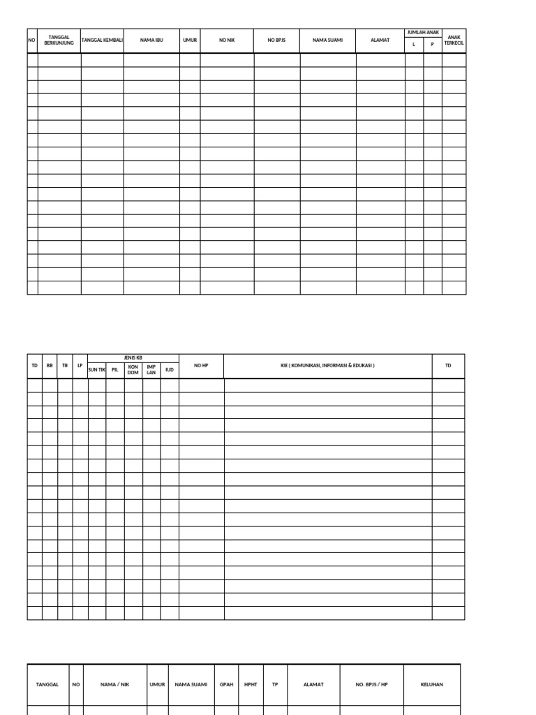 Contoh Buku Register KB dan Informasi Penting | PDF