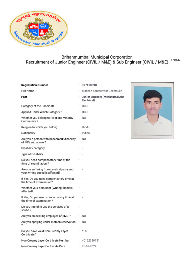 Junior Engineer Recruitment Application | PDF