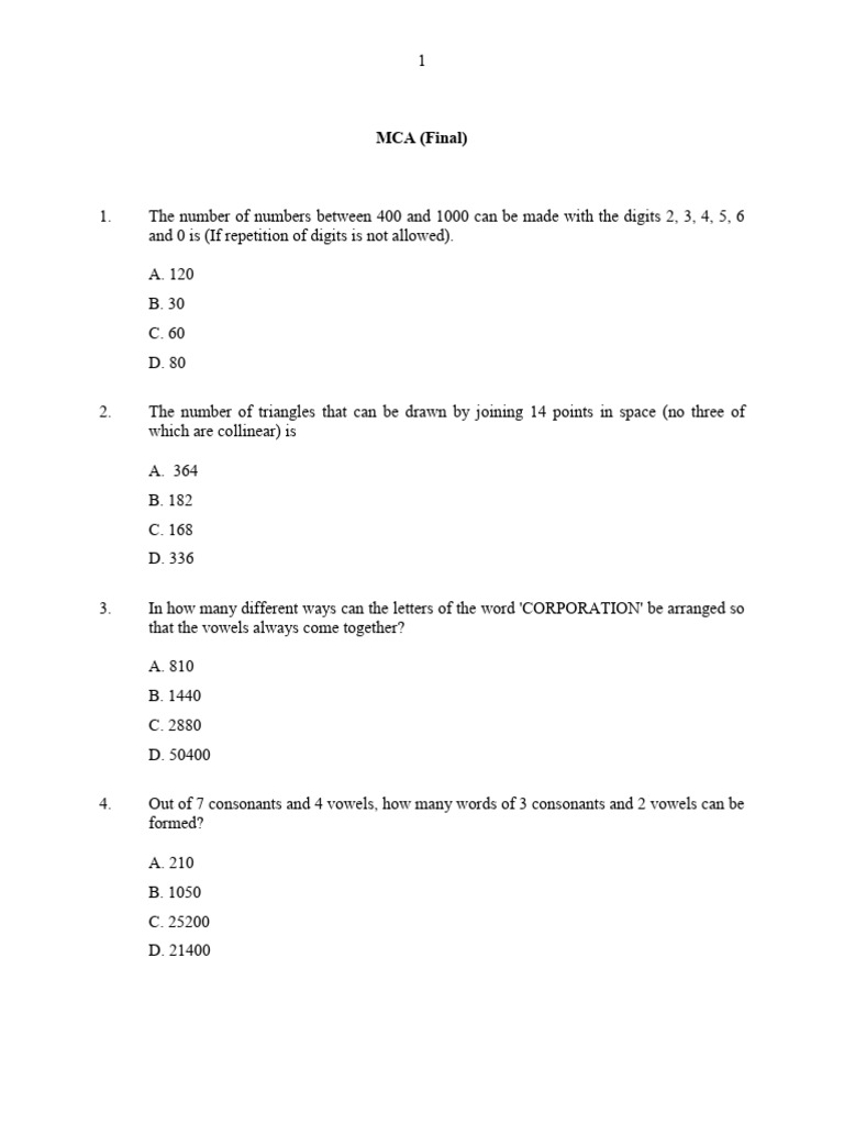 MCA _Final_ | PDF | Area