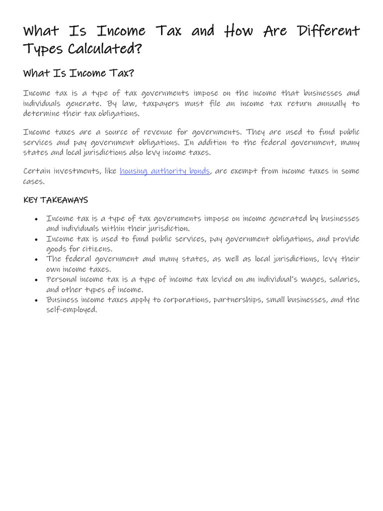 INCOME TAX - investopedia | PDF | Cost Of Living | Taxation In The ...