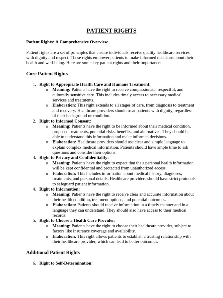 Essential Patient Rights Explained | PDF | Health Care | Patient