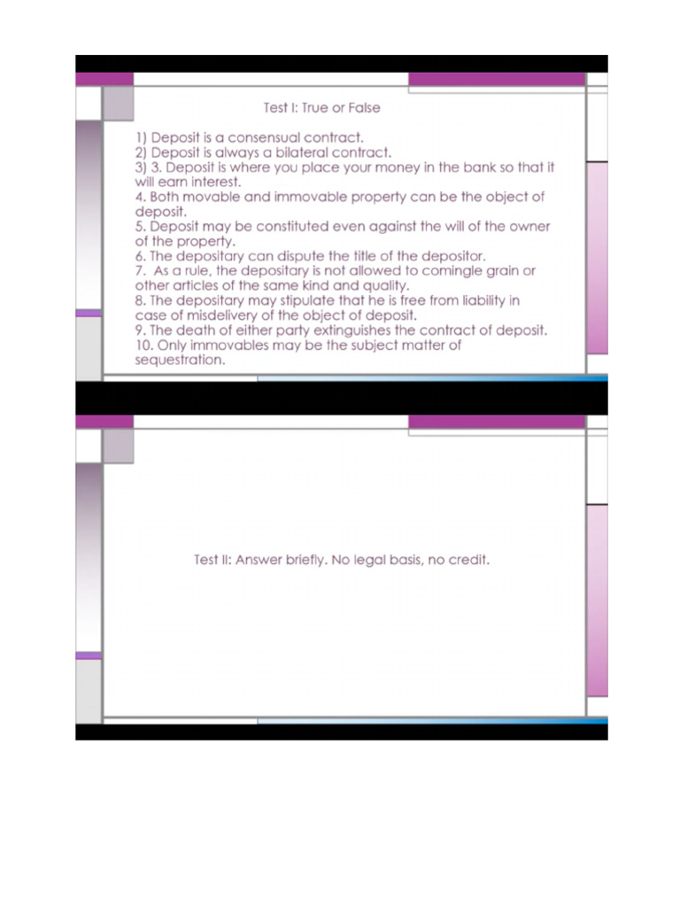 Deposit Questions | PDF