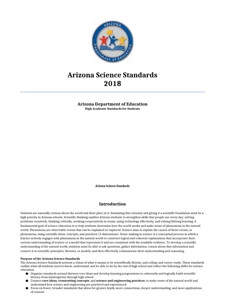 Arizona Science Standards Overview | PDF | Science | Methodology