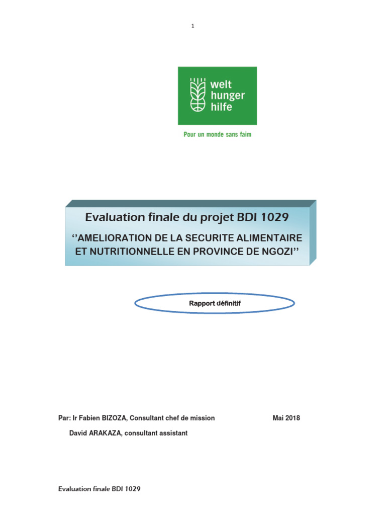 Évaluation du Projet de Sécurité Alimentaire | PDF | Agriculture | Maïs