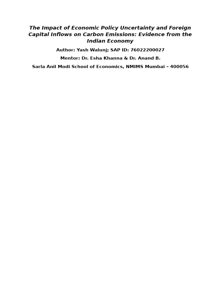The Impact of Economic Policy Uncertainty and Foreign Capital Inflows ...
