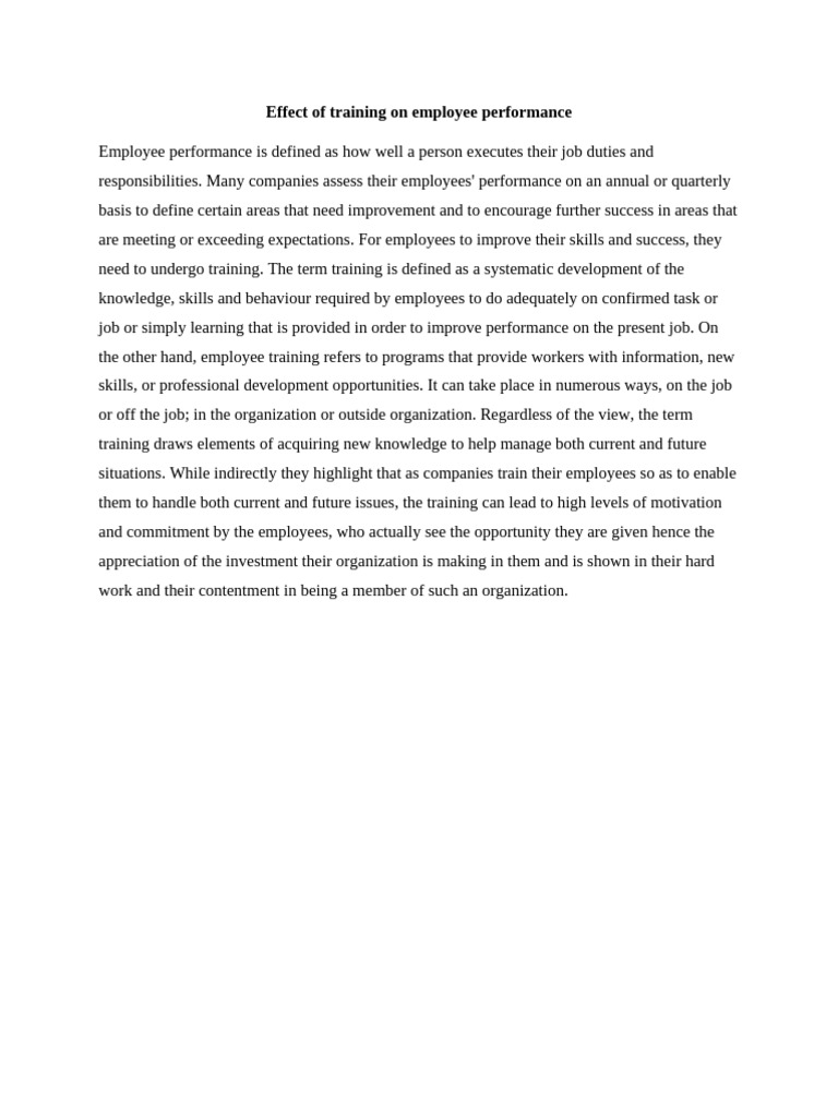 Impact of Training on Employee Performance | PDF