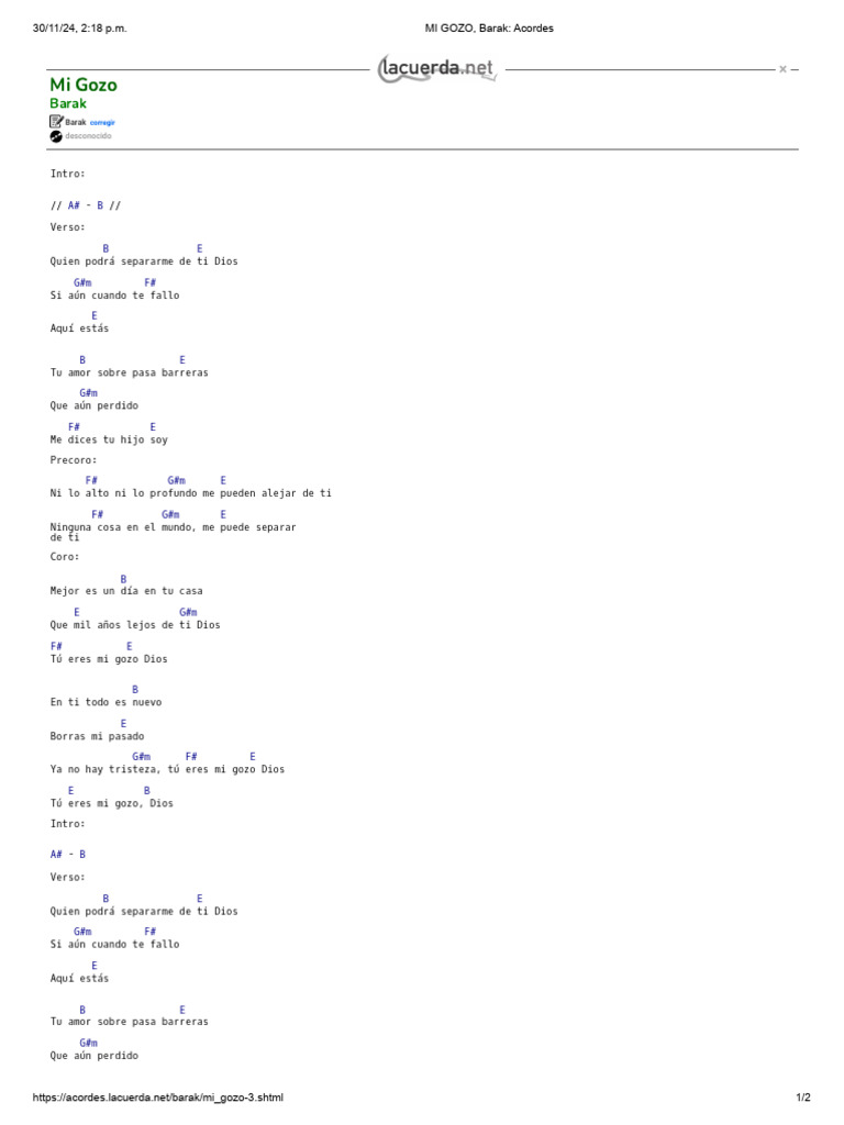 Mi Gozo Barak Acordes Pdf