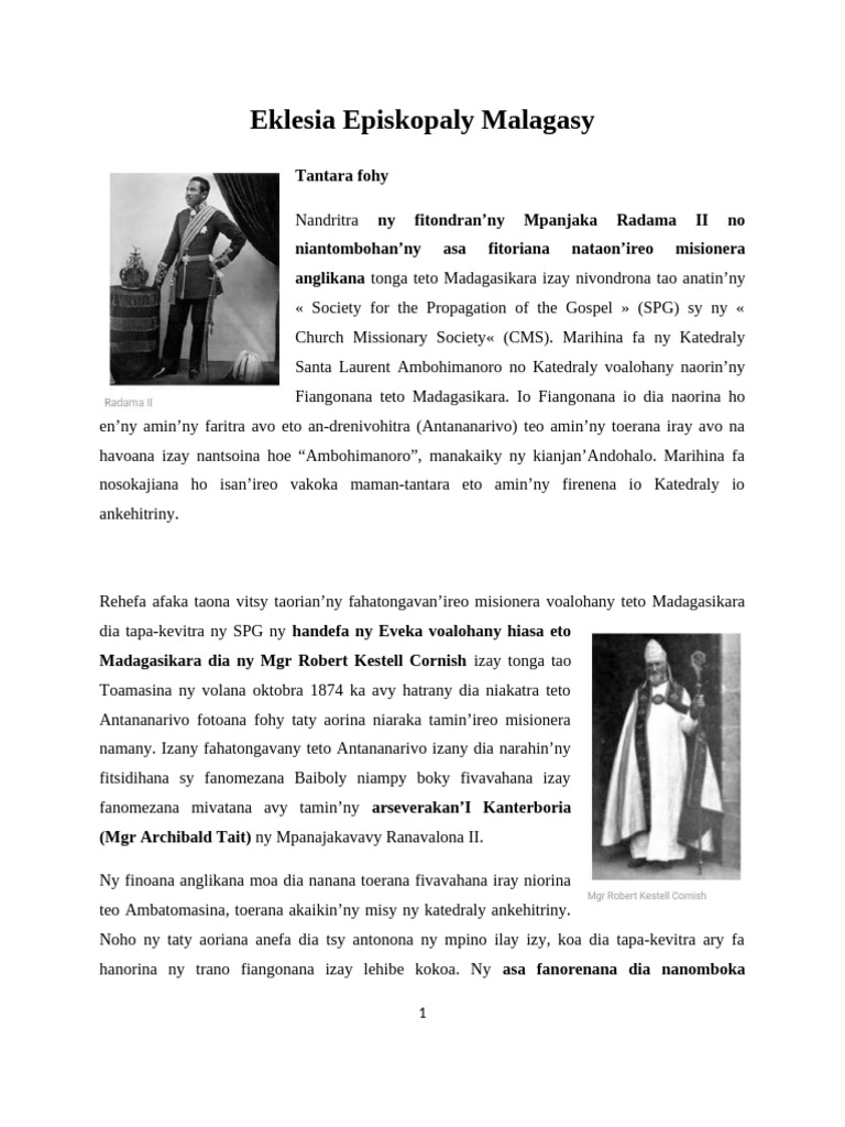 Histoire de l'Église anglicane à Madagascar | PDF | Madagascar ...