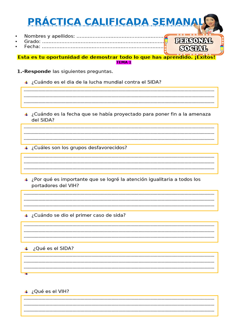 5°evalucion Personal Social Semana 2 | PDF | VIH / SIDA
