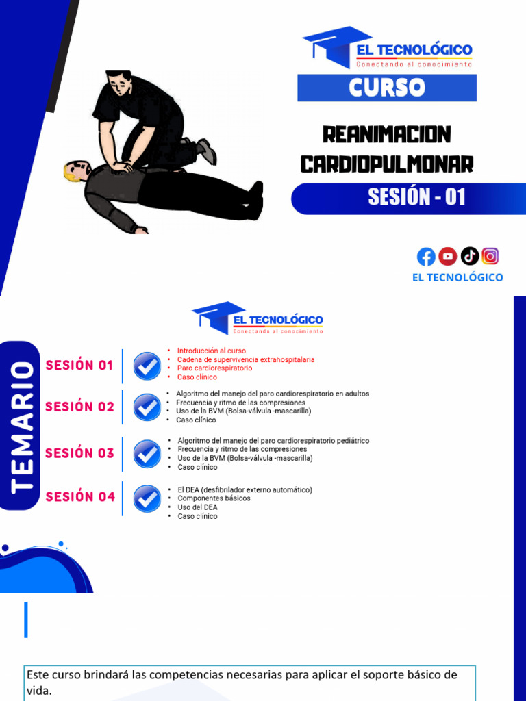 Curso RCP y Uso del DEA | PDF | Paro cardíaco | Reanimación cardiopulmonar