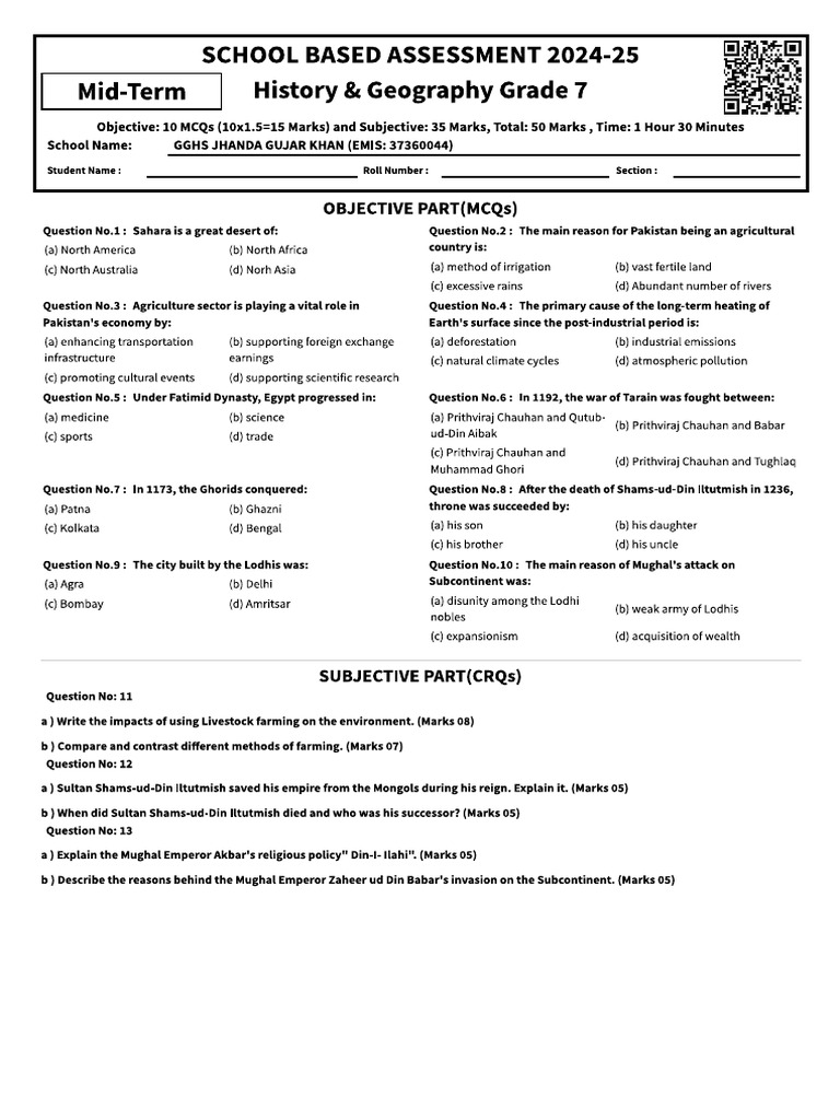 Grade 7 (History & Geography) | PDF