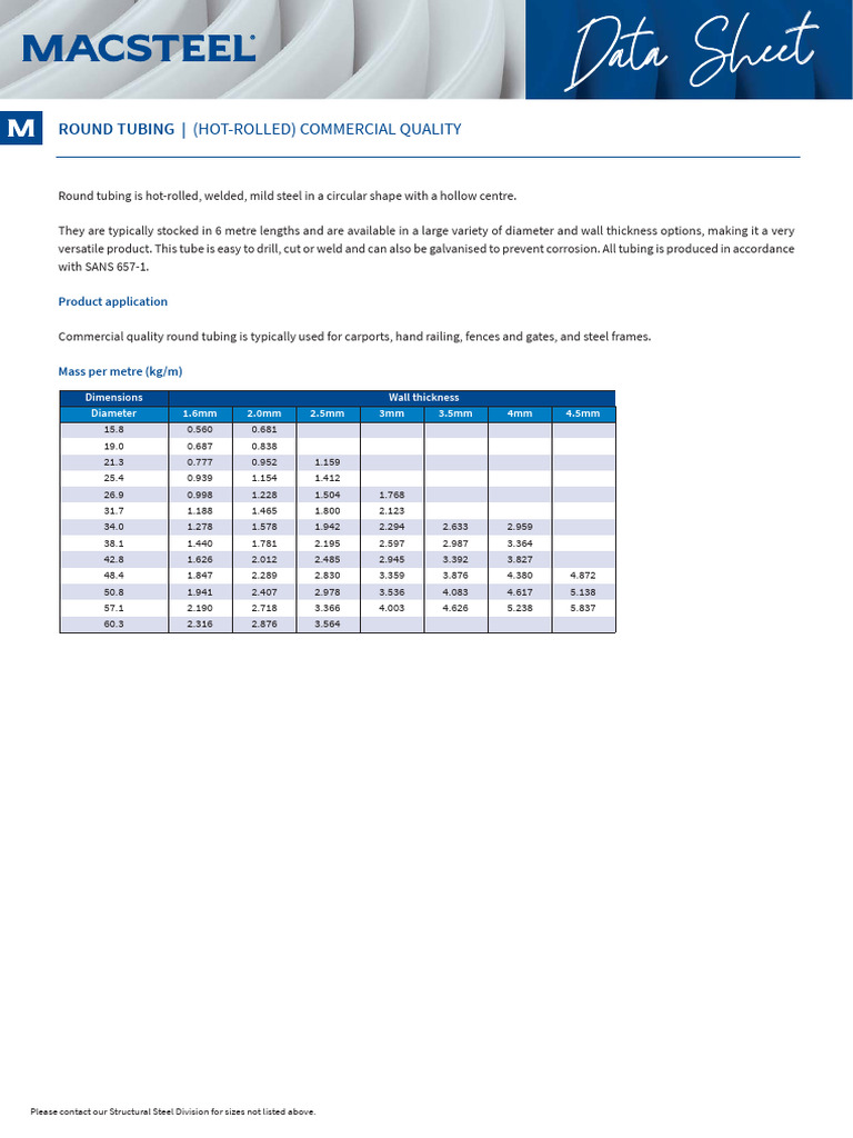 Commercial Quality Round Tubing Data | PDF
