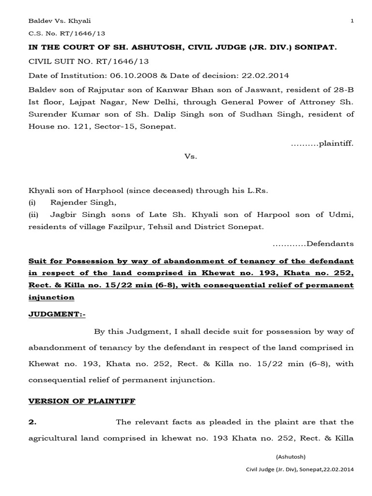 Land Case | PDF | Lawsuit | Eviction