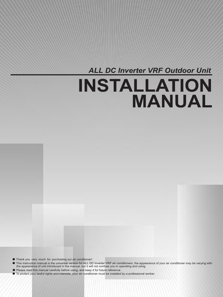 DC Inverter VRF Installation Manual | PDF | Pipe (Fluid Conveyance ...