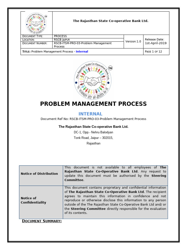 RSCB Problem Management Process | PDF