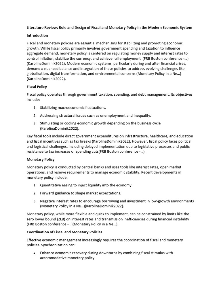 Literature Review | PDF | Fiscal Policy | Monetary Policy