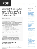 50 Essential Construction Thumb Rules | PDF | Concrete | Masonry
