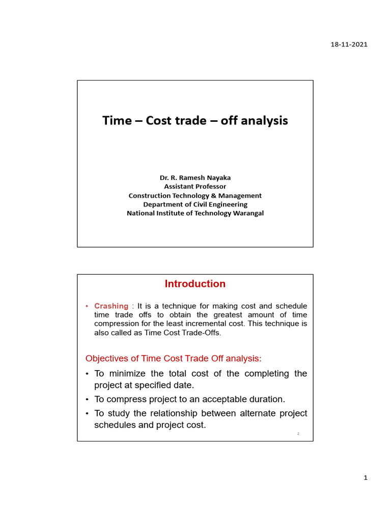 Time-Cost Trade-Off in Project Management | PDF