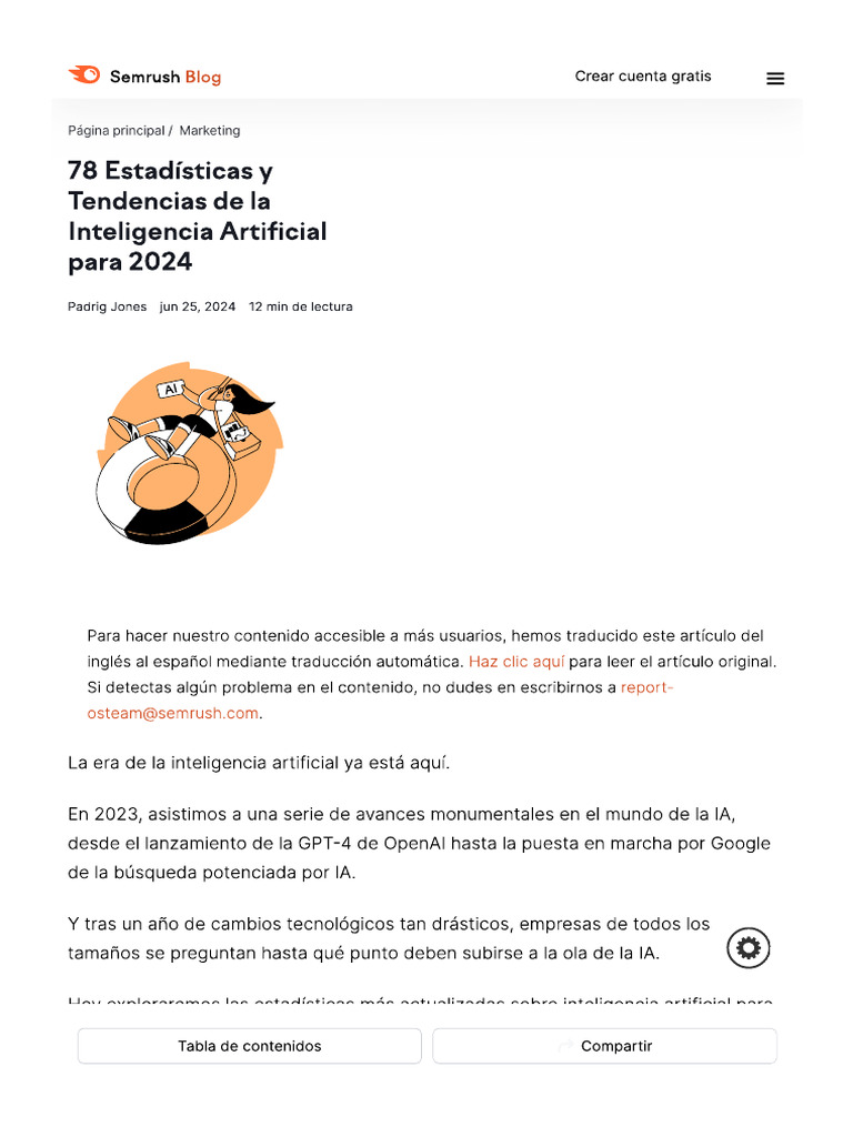 78 Estadísticas y Tendencias de La Inteligencia Artificial para 2024 | PDF