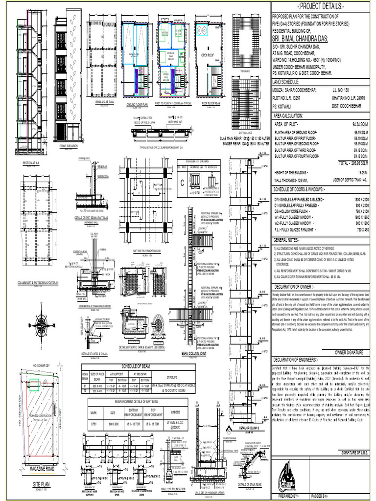Construction Plan for G+4 Residential Building | PDF