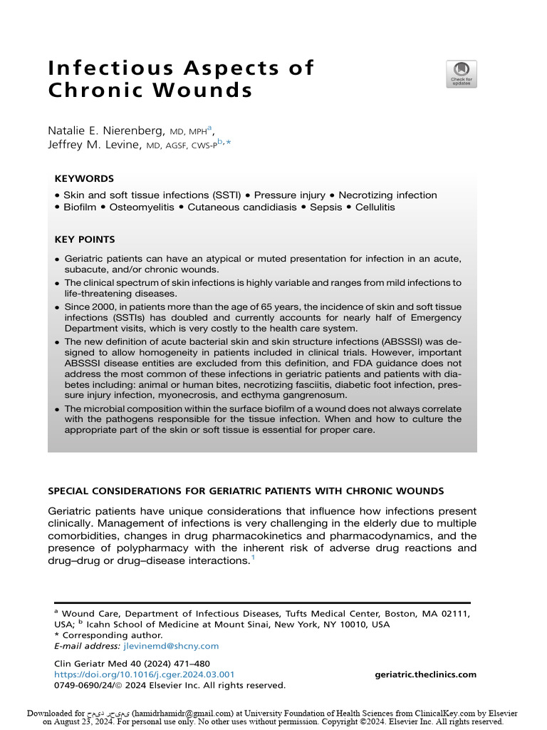 2024 Infectious Aspects of Chronic Wounds | PDF | Wound Healing | Wound