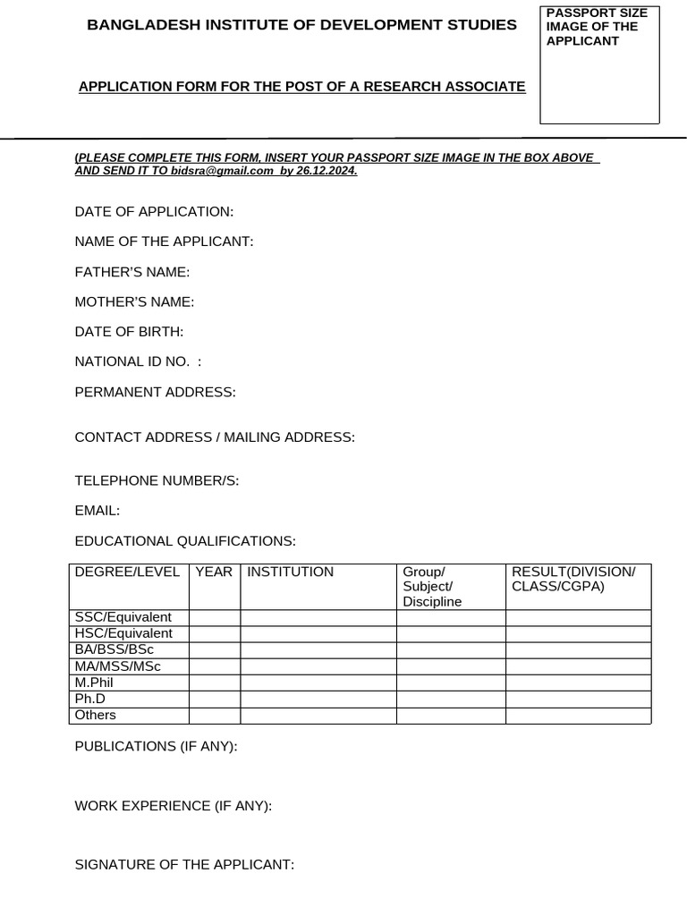 Application Form RA2024 | PDF